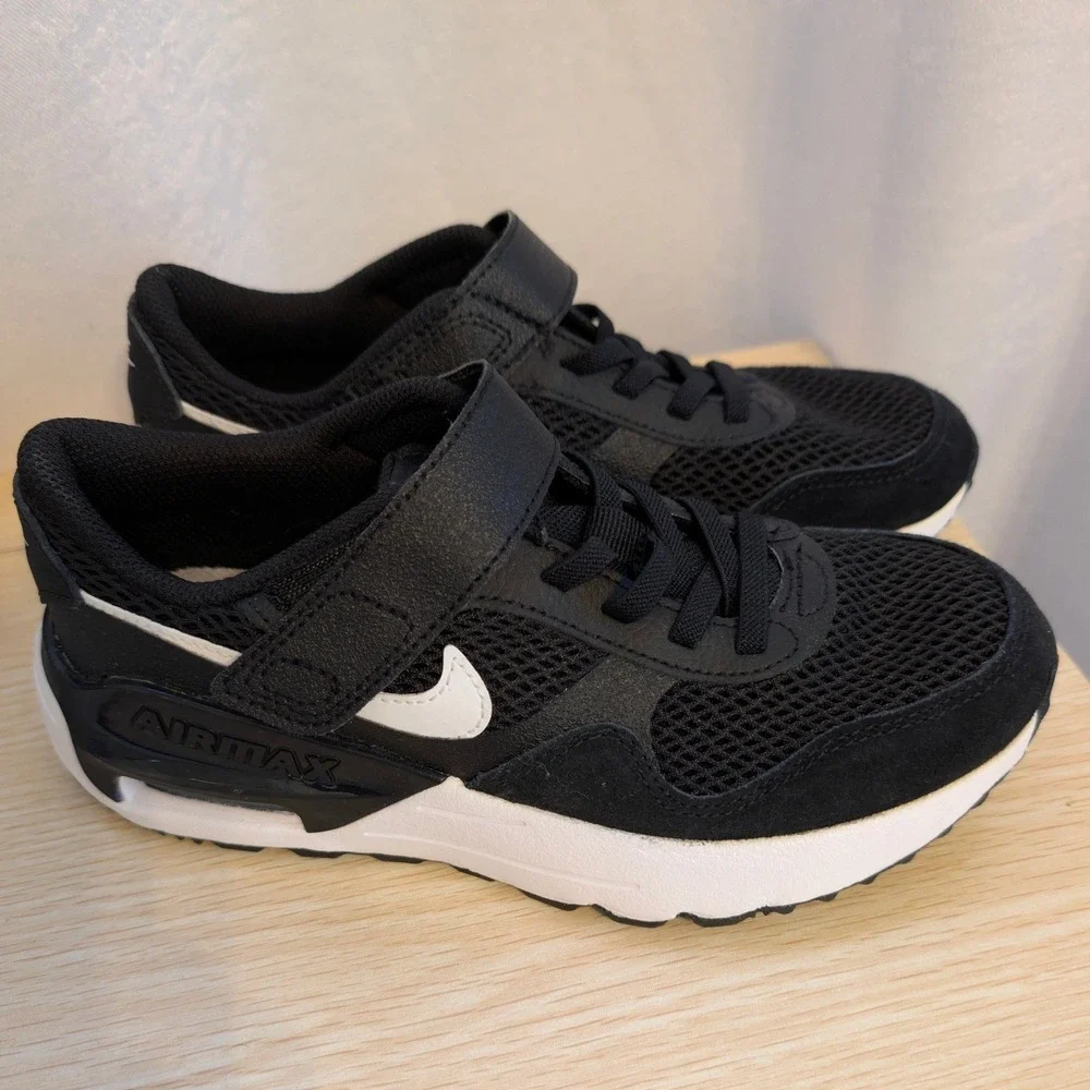 Nike Air Max Unisex Kids 3 Elastic Lace Black White Retro Athletic Sneaker NEW